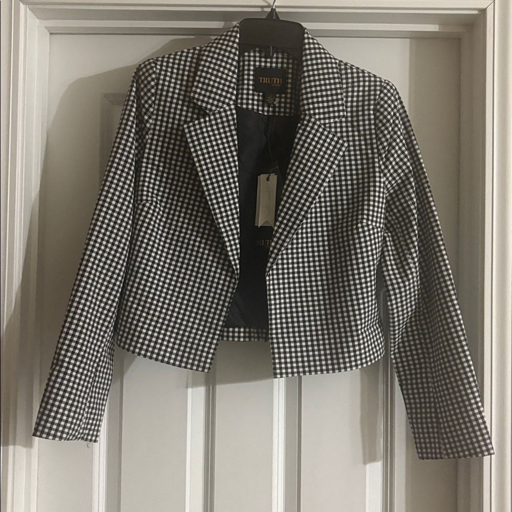TRUTH BY REPUBLIC Womens Checkered Blazer Jacket NWT - Picture 2 of 9